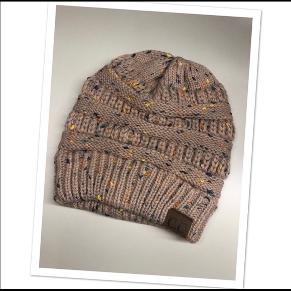 C.C. Confetti Beanie Cable Knit Taupe Hat!!! - Picture 2 of 3